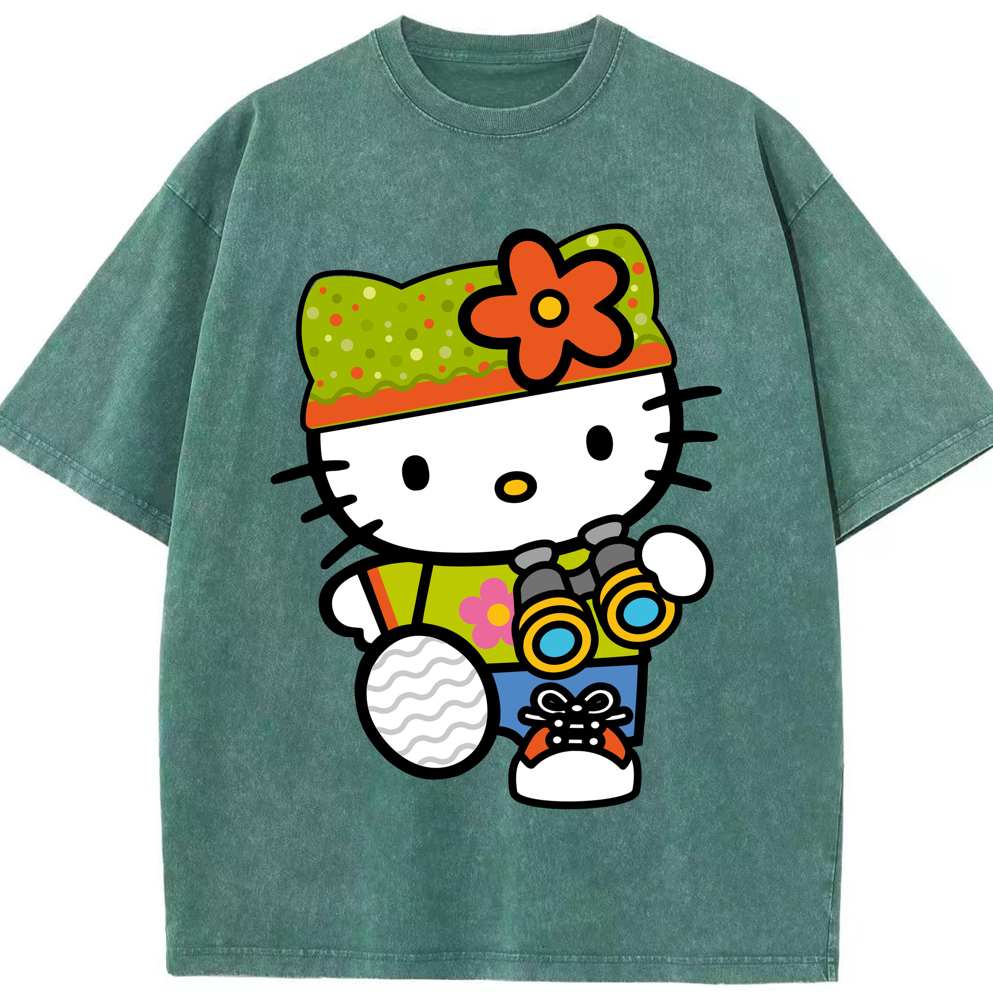 （画像用） Hello Kitty ハローキティ 綿100% ヴィンテージ風 半袖Tシャツ（フロントプリント）